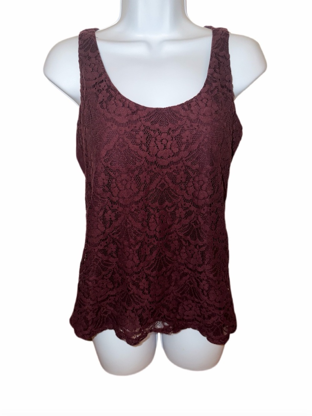 LOFT Burgundy Lace Scoop Neck Camisole